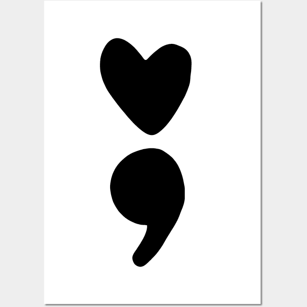 semicolon heart (black) Wall Art by mystudiocreate